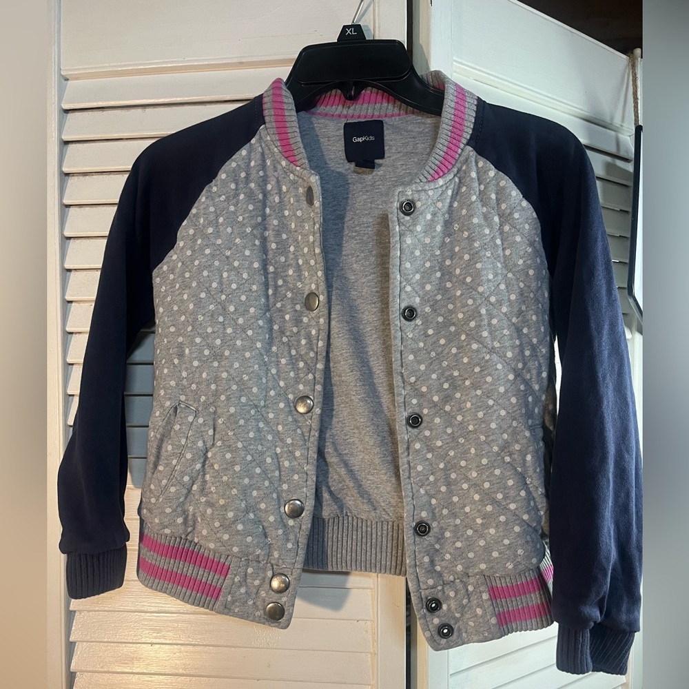 GAP Kids Polka Dot Jacket - Gray and Navy